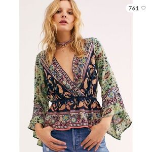 Free People Rosalie wrap shirt.